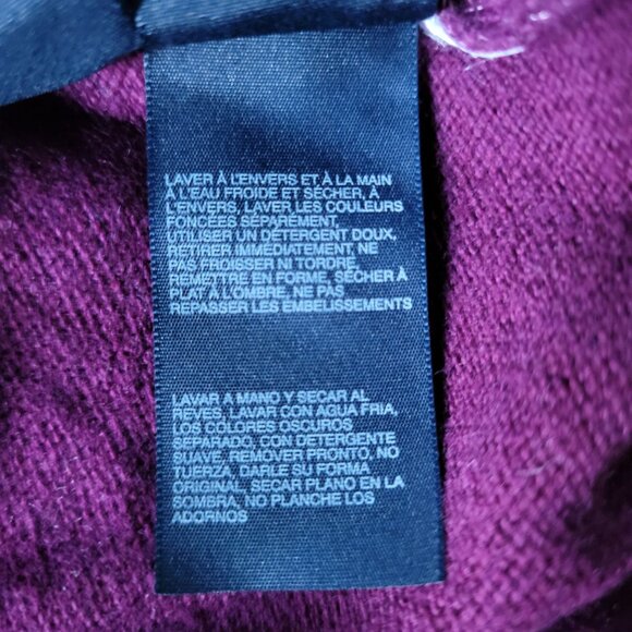 Tommy Hilfiger Merlot Knit Sweater Silver Metallic Womens M Ribbed Angled Collar - Picture 11 of 16